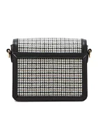 Houndstooth Flap Crossbody with Trim 