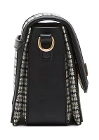 Houndstooth Flap Crossbody with Trim 