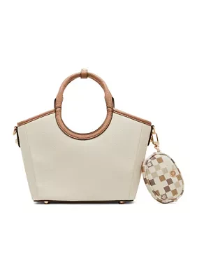 Small Tote with Detachable Strap and Tile Lion Pouch