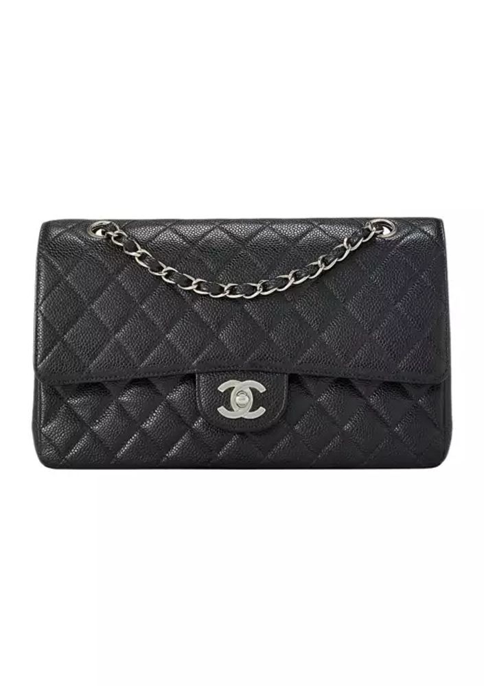 Chanel Flap Card Holder Quilted Caviar Silver-tone Black in Caviar