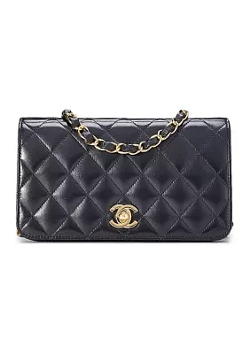 Chanel Black Lambskin Full Flap Mini Crossbody Bag - FINAL SALE, NO RETURNS