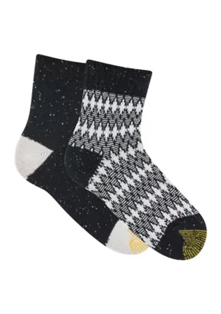 Textured Printed Midi Socks - 2 Pack