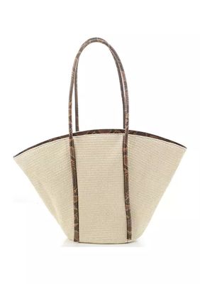 Straw Tote with Snake Trim