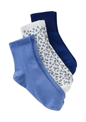 Bamboo Ditsy Floral Anklet Socks - 3 Pack