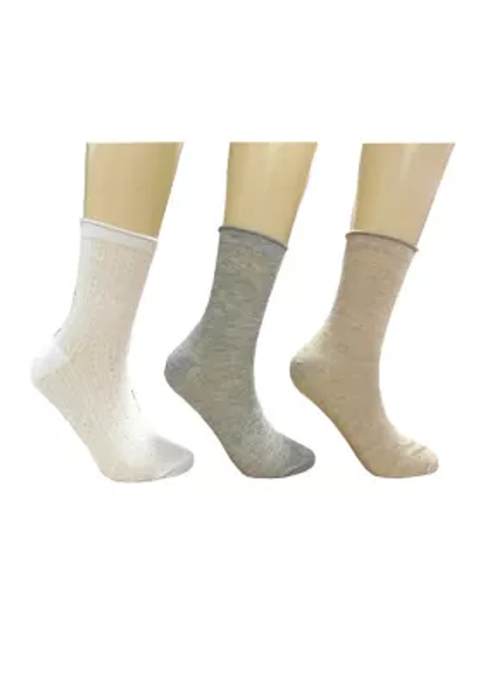 Pointelle Knit Crew Socks - 3 Pack