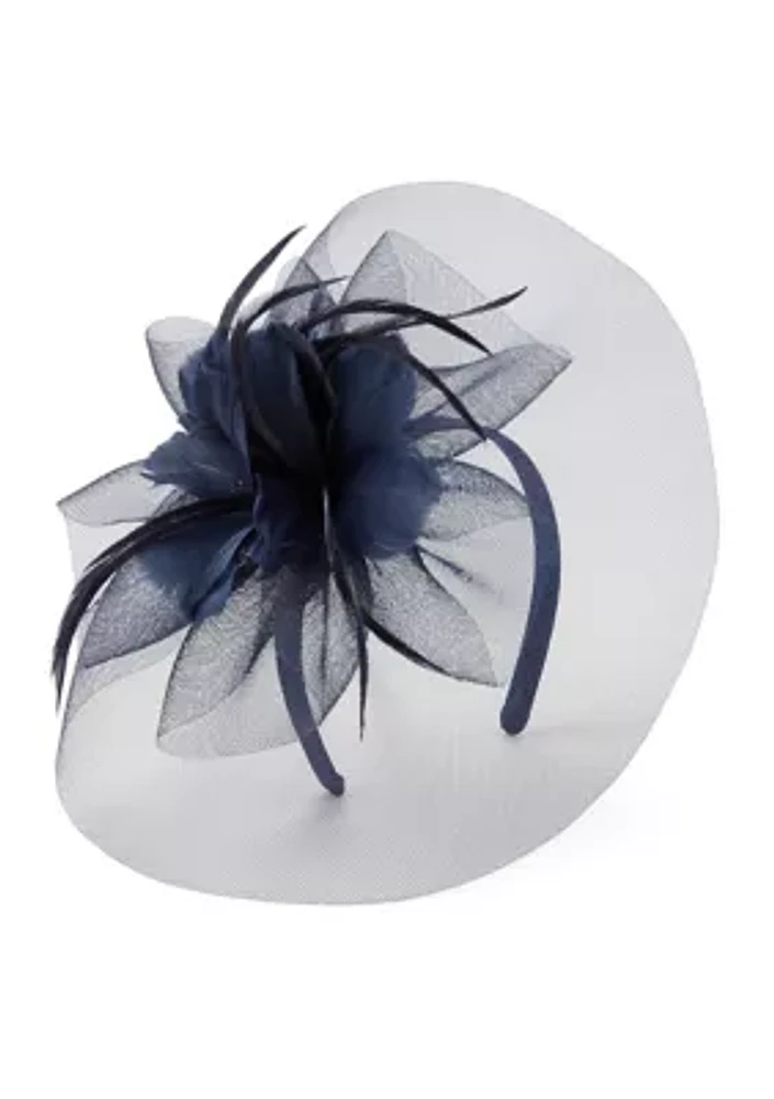 Feather Flower Net Fascinator Headband