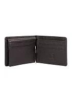 RFID Blocking Leather Money Clip with Card Insert