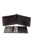 RFID Blocking Leather Money Clip with Card Insert