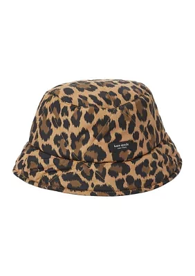 Classic Leopard Print Quilted Bucket Hat 