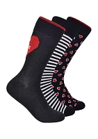 Women's Valentine's Day Printed Crew Socks - 3 Pack