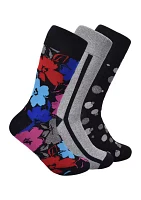 Painterly Floral Printed Crew Socks - 3 Pack