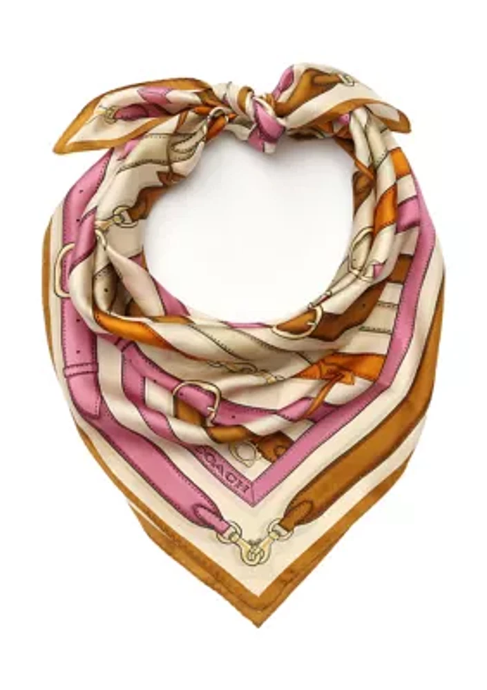 Multi Belt Printed Silk Square Scarf