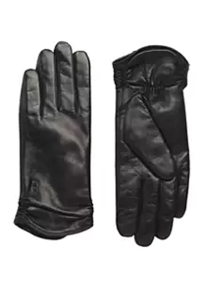 Cuddl Duds® Side Ruched Leather Gloves