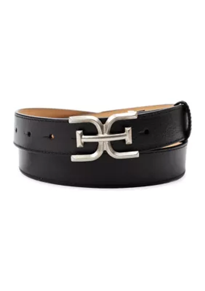 Casual Plaque Logo Buckle Belt