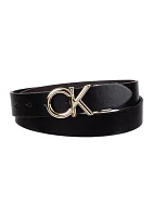 Dress Logo Plaque Buckle Reversible Belt