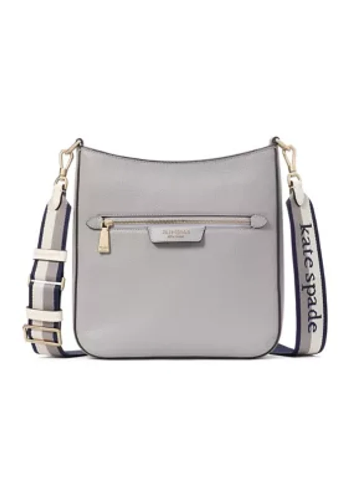 Hudson Pebbled Leather Messenger Crossbody Bag