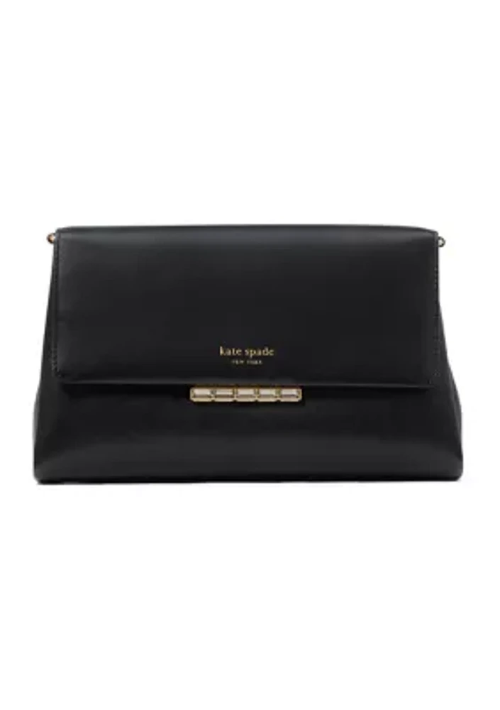 Grace Embellished Lock Leather Clutch