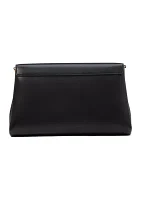 Grace Embellished Lock Leather Clutch