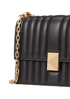 Deco Pebbled Leather Chain Shoulder Bag