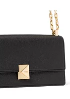 Tribeca Pebbled Leather Mini Flap Chain Crossbody Bag