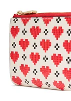 Devin Pixel Hearts Embossed Saffiano Leather Zip Around Continental Wallet