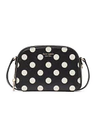 Devin Double Zip Dome Crossbody - Black White Dot