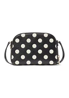 Devin Double Zip Dome Crossbody - Black White Dot