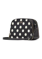 Devin Double Zip Dome Crossbody - Black White Dot