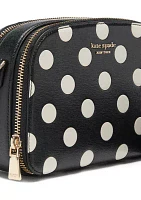 Devin Double Zip Dome Crossbody - Black White Dot