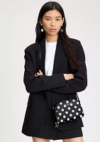 Devin Double Zip Dome Crossbody - Black White Dot