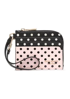  Devin Coin Card Case Wristlet Coin Card Case - Black Pink Dot 