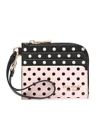  Devin Coin Card Case Wristlet Coin Card Case - Black Pink Dot 