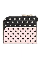  Devin Coin Card Case Wristlet Coin Card Case - Black Pink Dot 