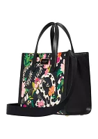 Manhattan Snake Print Embossed Leather Small Tote Bag