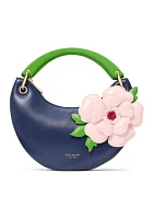 In The Garden Expo Floral Appliqué Crescent Crossbody  Bag