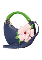 In The Garden Expo Floral Appliqué Crescent Crossbody  Bag