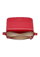 Liv V-Day Spade Flower Coated Canvas Small Flap Crossbody Bag with Dangle Charm