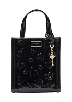 Key to My Heart Embossed Patent Leather Manhattan Mini Tote