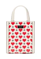 Manhattan Pixel Hearts Embossed Saffiano Leather Mini Tote 