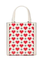 Manhattan Pixel Hearts Embossed Saffiano Leather Mini Tote 