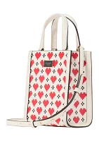 Manhattan Pixel Hearts Embossed Saffiano Leather Mini Tote 