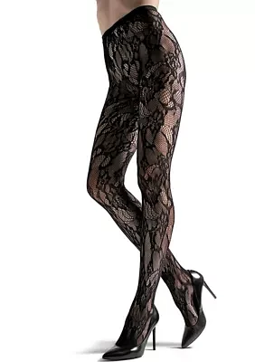 Floral Lace Cutout Fishnet Tights