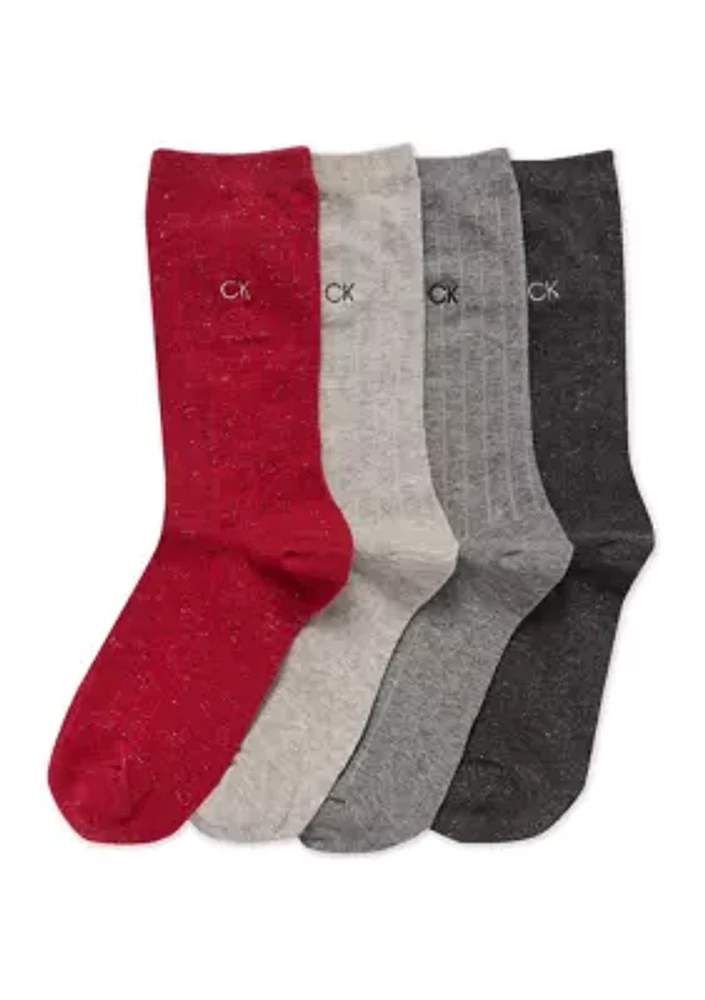 4-Pack of Sparkle Holiday Crew Socks 