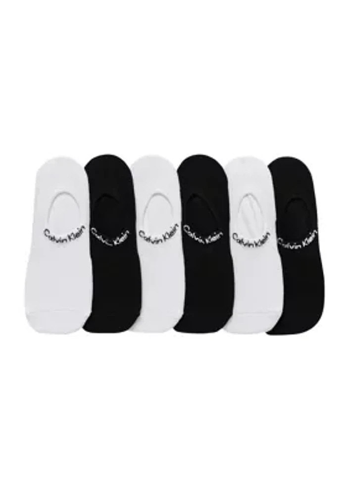 6 Pack Marled Flat Knit Sneaker Liner Socks