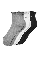 Cushion Ruffle Quarter Socks - 3 Pack