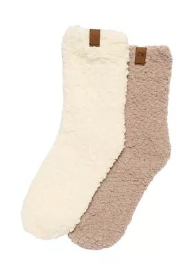 2-Pack of Popcorn Texture Fluffy Crew Socks