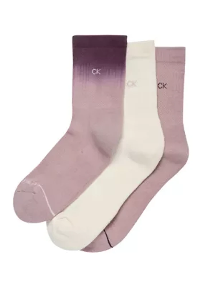 Ombré Dye Cushion Mid Crew Socks - 3 Pack