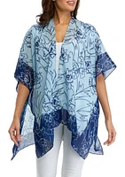 Women's Sketched Floral Ruana