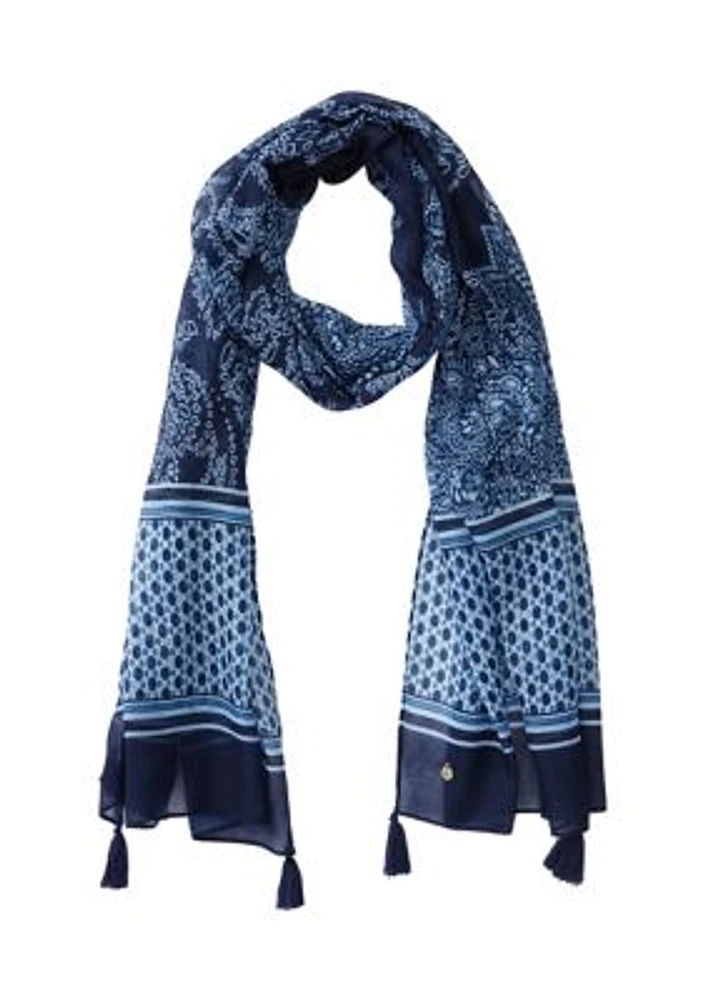 Women's Bordered Paisley Printed Scarf