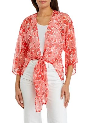 Women's Floral Tie Front Topper